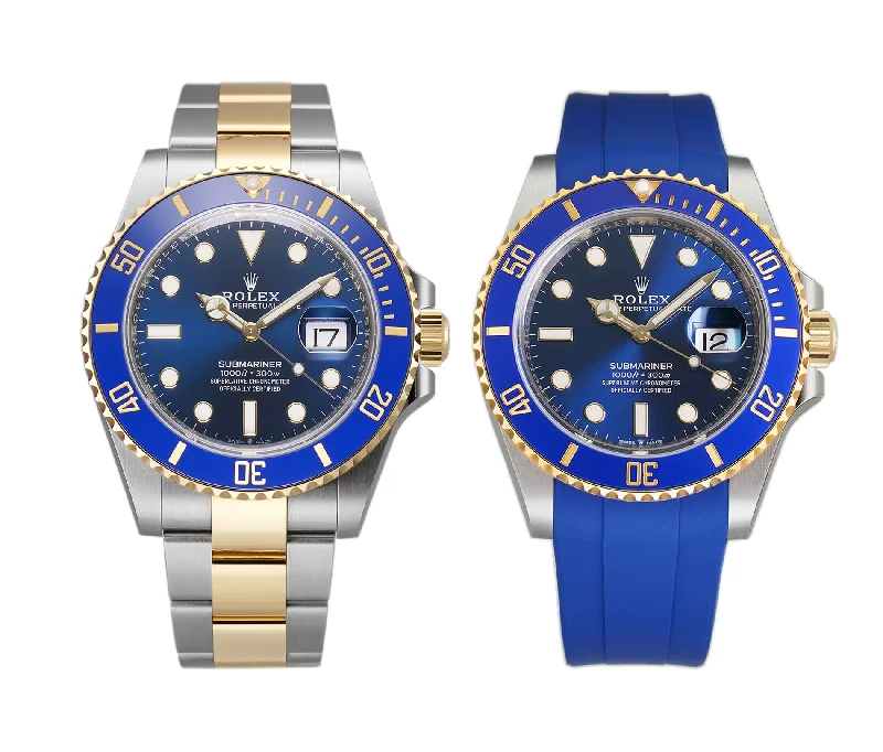 men's Rolex watches with mother-of-pearl dial -​41mm Steel and Yellow Gold Ceramic Bezel Blue Dial RubberB Included