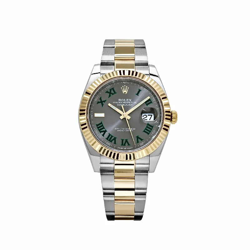 men's Rolex watches with open-heart design -​Rolex Datejust 126333 Yellow Gold Stainless Steel Wimbledon Slate Dial Oyster (2023)