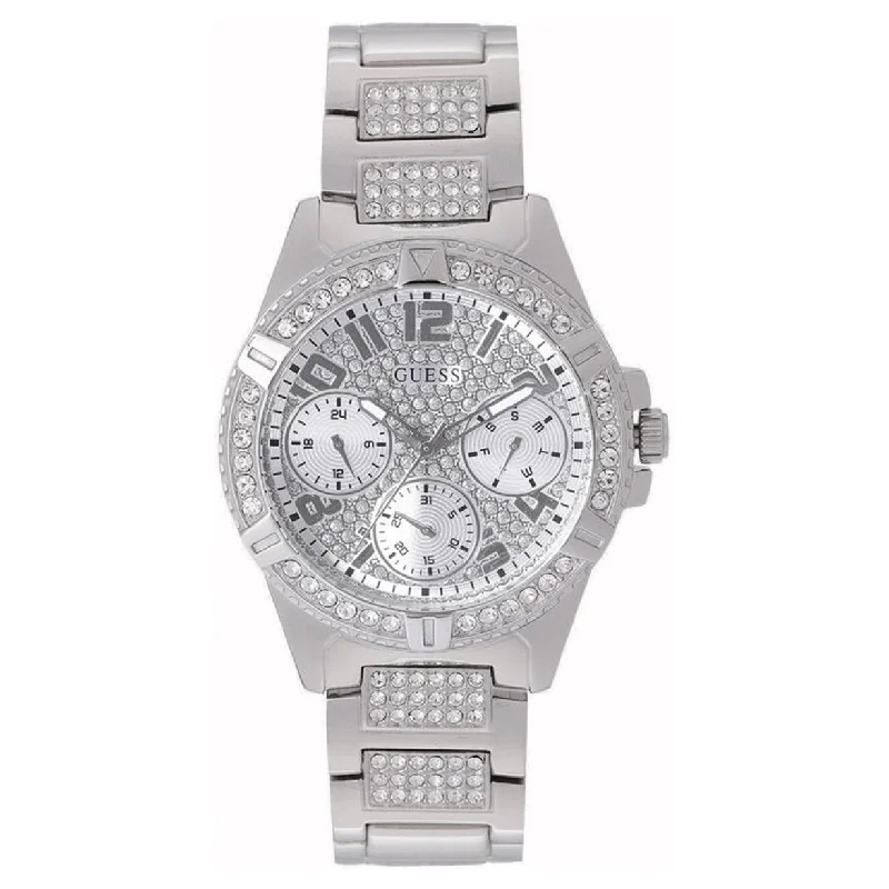 Women's Pilot Watches for Radio Communication-Guess Frontier Silver Dial Women 40mm