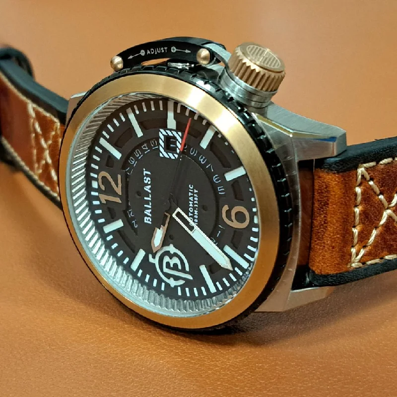 Women's Military Watches with Compass-Ballast Trafalgar BL-3133-01 (Rotate Bezel to Wind/Adjust)