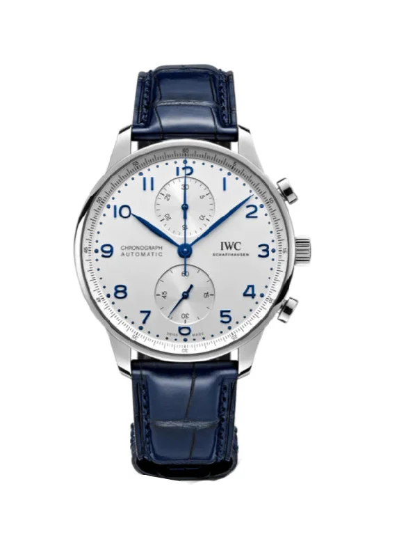 Pilot Watches for Men with Eco-Drive Technology-41mm Chronograph Silver Dial Blue Numerals