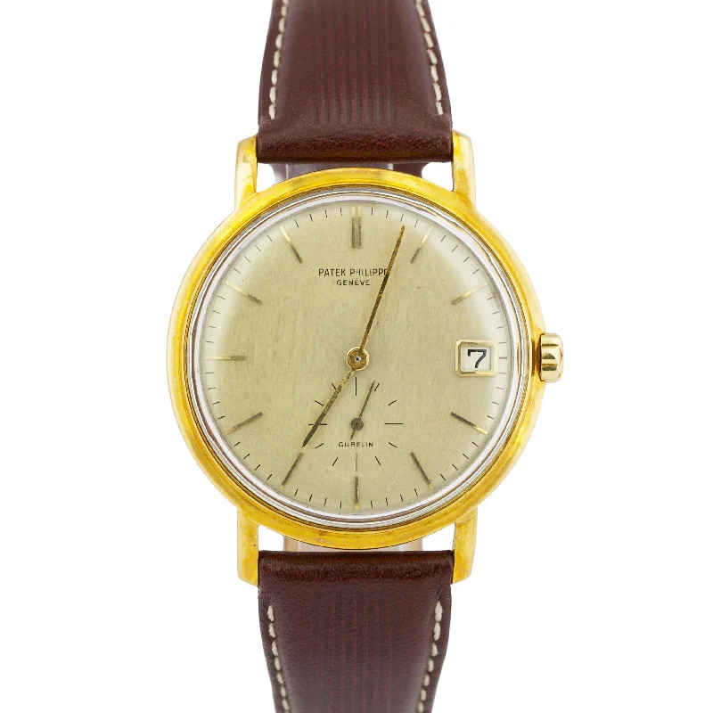 Women's Patek Philippe Retro Design Watches-VINTAGE Patek Philippe Calatrava GUBELIN 36mm Silver AUTOMATIC 18K Gold 3445