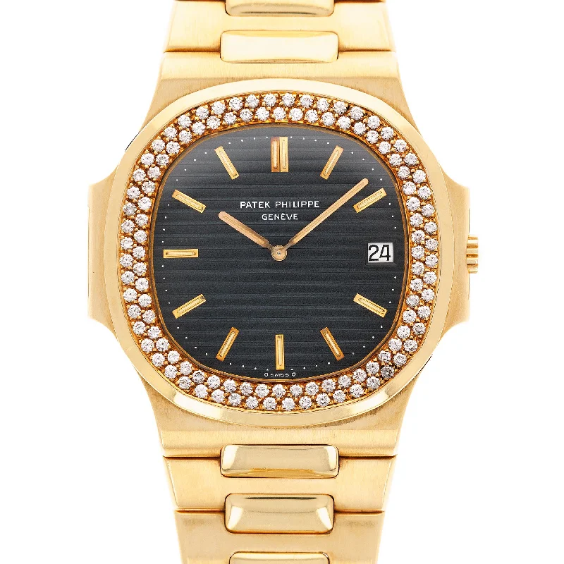 Men's Patek Philippe Watches with Advanced Navigation-Patek Philippe Yellow Gold Nautilus Ref. 3700 with Diamond Bezel