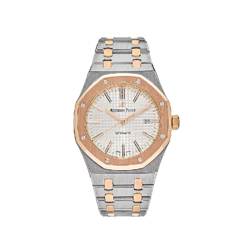 Men's Audemars Piguet Holiday Season Design Watches-Audemars Piguet Royal Oak 15400SR.OO.1220SR.01 Stainless Steel Rose Gold White Dial (2015)