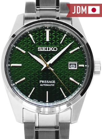 Men's Seiko Italian Made Watches-Presage Automatic Sharp Edged Tokiwa Green Ref. SARX079