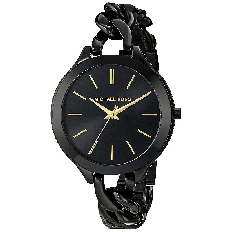 Women's Chronograph Watches with Hygrometer Feature-Michael Kors Women's MK3317 Slim Black Stainless Steel Watch