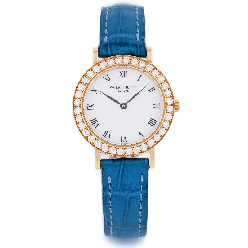Men's Patek Philippe Watches for Fitness Tracking-Patek Philippe Lady Calatrava | REF. 4820 | Diamond Bezel | 18k Yellow Gold | 1990's