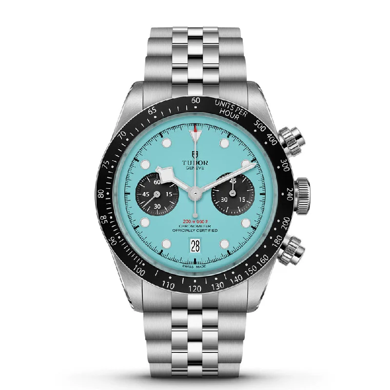 Women's Chronograph Watches for Temperature Monitoring-TUDOR Black Bay Chrono 41mm Flamingo Blue Dial Gents Watch M79360N-0024