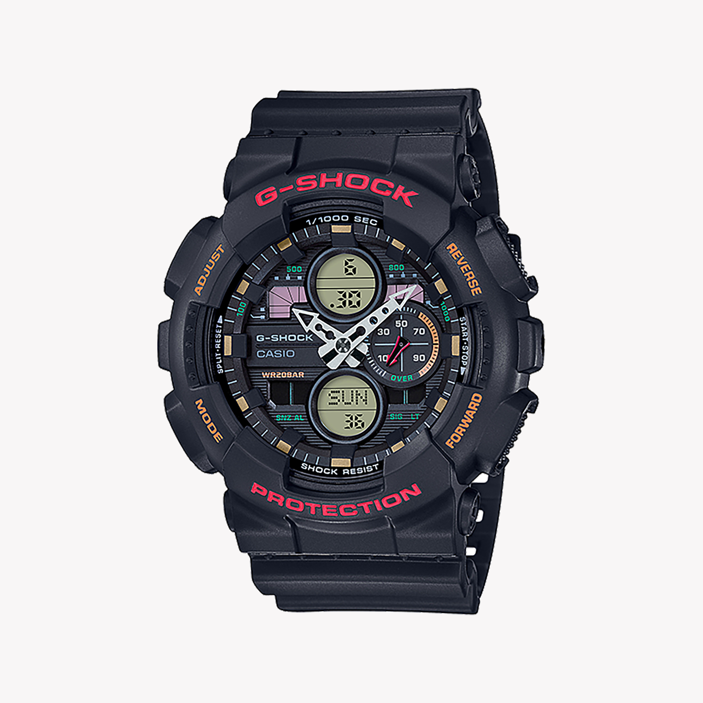 Men's Digital Watches with UV Sensor-G-SHOCK Men's Black Resin Watch, Digital Dial | GA-140-1A4DR