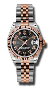 men's Rolex watches with exhibition case back -​Rolex - Datejust 31mm - Steel and Pink Gold - Fluted Bezel