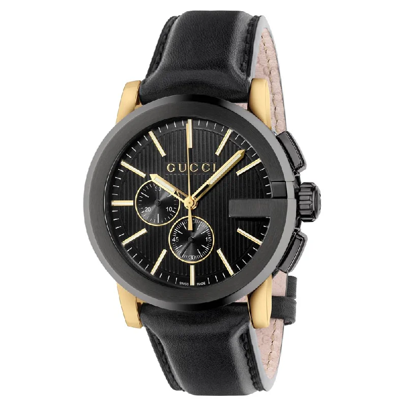 Women's Chronograph Watches for Special Occasions-Gucci Gents G-Chrono 44mm Black Dial Stainless Steel Chronograph Watch YA101203