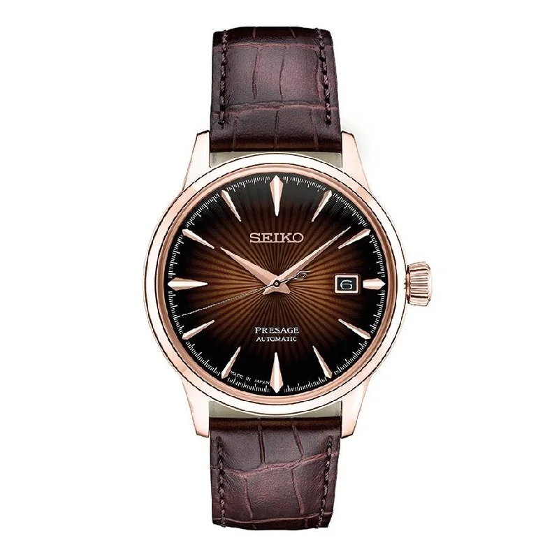 Men's Chronograph Watches for Adventure Seekers-Seiko Men's SRPB46 Presage Brown Leather Watch