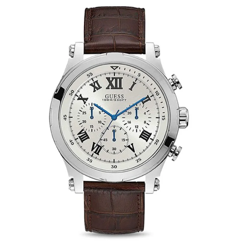 Women's Pilot Watches for Emergency Signaling-Guess Anchor White Dial Men 46mm