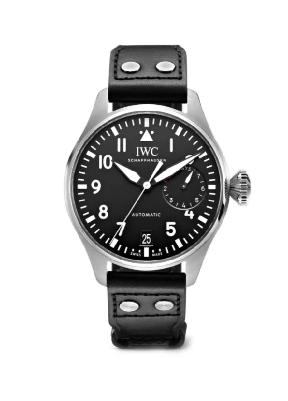 Pilot Watches for Men with Hybrid Display-Big Pilot 7 Day Power Reserve Stainless Steel 46mm Black Dial