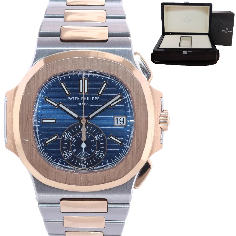 Women's Patek Philippe Aquanaut Watches-5980AR Patek Philippe Nautilus Rose Gold Two Tone Steel Blue 40.5m Watch Box