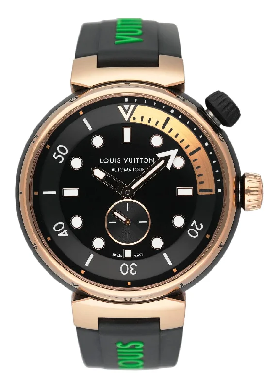 men's Rolex watches with luminous hands -​Louis Vuitton Tambour Street Drive QA123A Mens Watch