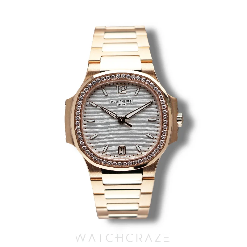Men's Patek Philippe Gondolo Watches-2024 PATEK PHILIPPE NAUTILUS LADIES AUTOMATIC ROSE GOLD DIAMOND BEZEL 35.2MM 7118/1200R-00