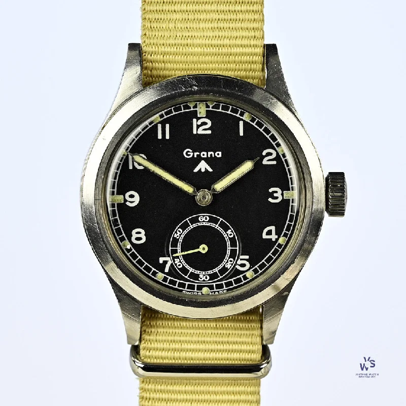 Men's Military Watches for Historical Interpretation-Grana - The Rarest WWW Dirty Dozen WW2 Military Soldiers Watch - c.1944