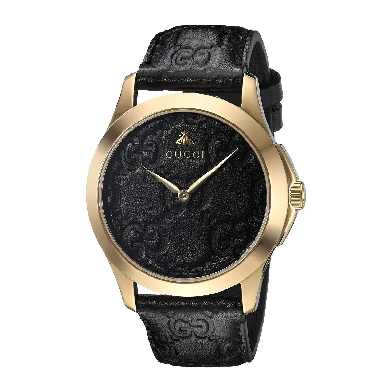 Women's Chronograph Watches for Timeless Style-Gucci Women's YA1264034 G-Timeless Black Leather Watch