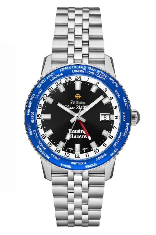 Men's Christmas Gift Dress Watches for Holiday Season-Zodiac Super Sea Wolf World Time Rowing Blazers Limited Edition ZO9414