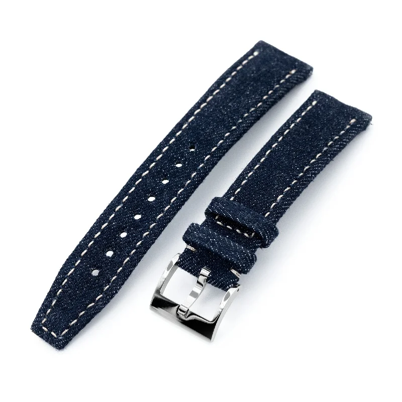 Men's Military Watches for Historical Preservation Society-20mm Upcycled Denim Dark Blue Quick Release Watch Band, Limited to 31 pcs