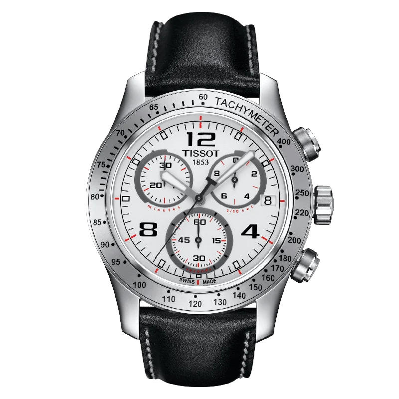 Men's Chronograph Watches with Advanced Navigation-Tissot V8 Chronograph White Dial Stainless Steel Men'S Watch