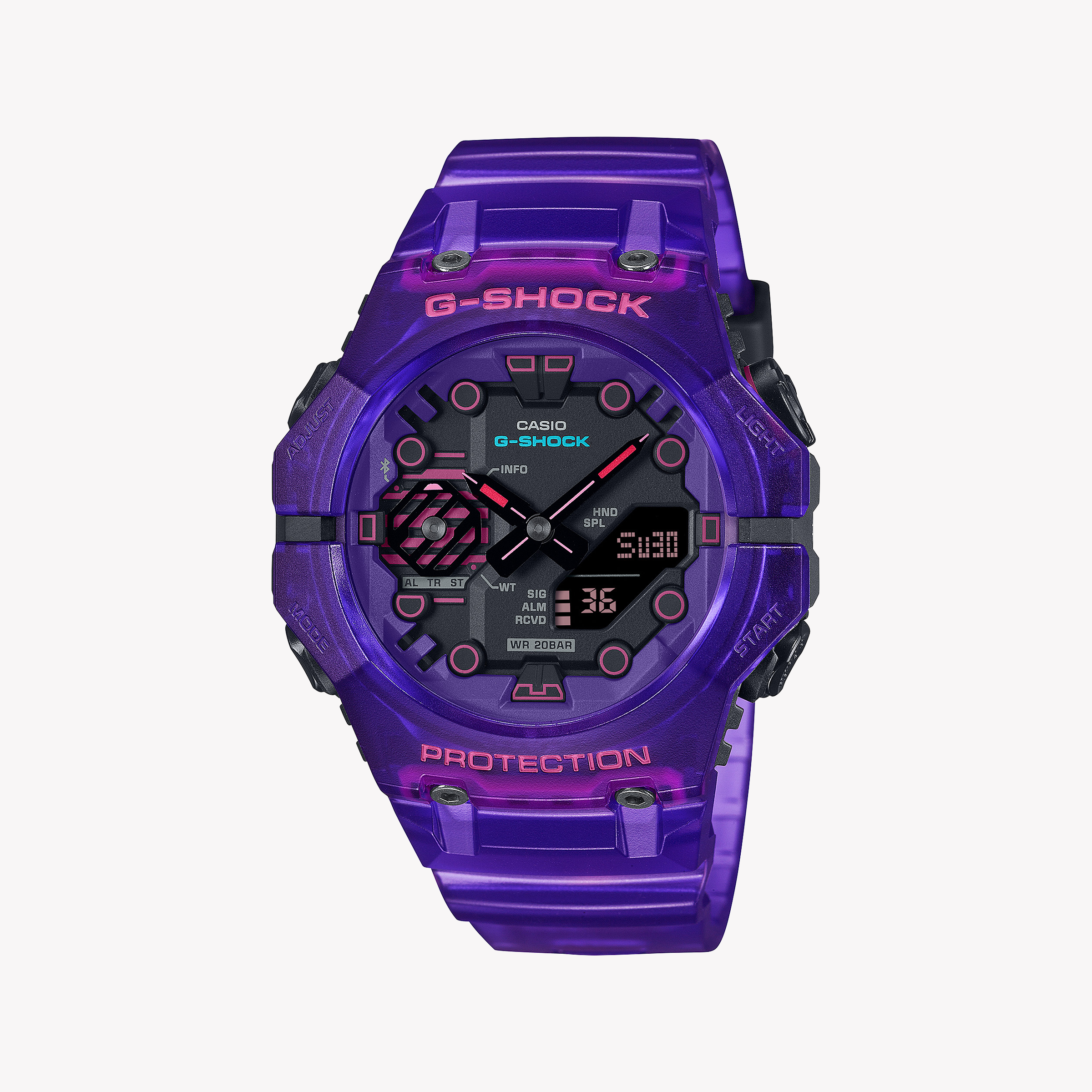 Digital Watches for Men with UV Protection-G-SHOCK GA-B001CBRS-6ADR MEN'S ADVENTURE TIMEPIECE - BOLD PURPLE RESIN & SMART CONNECTIVITY