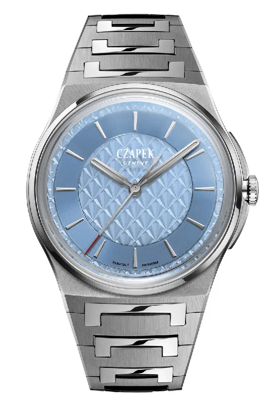 Men's Eco-Drive Design Dress Watches for Energy Efficiency-Czapek Antarctique S Sashiko Azure Blue