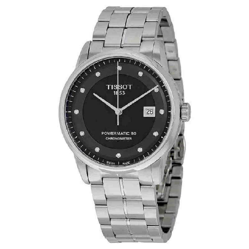 Men's Chronograph Watches with Anniversary Edition-Tissot Men's T0864081105600 T-Classic Powermatic 80 Diamond Automatic Stainless Steel Watch