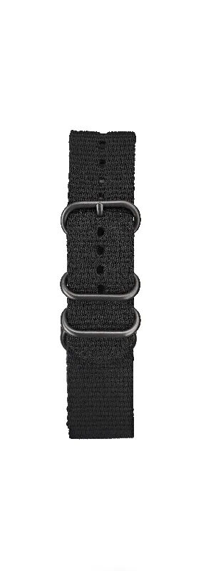 Men's Military Watches for Operational Security-STR-N02: Black Ballistic Military Webbing Strap