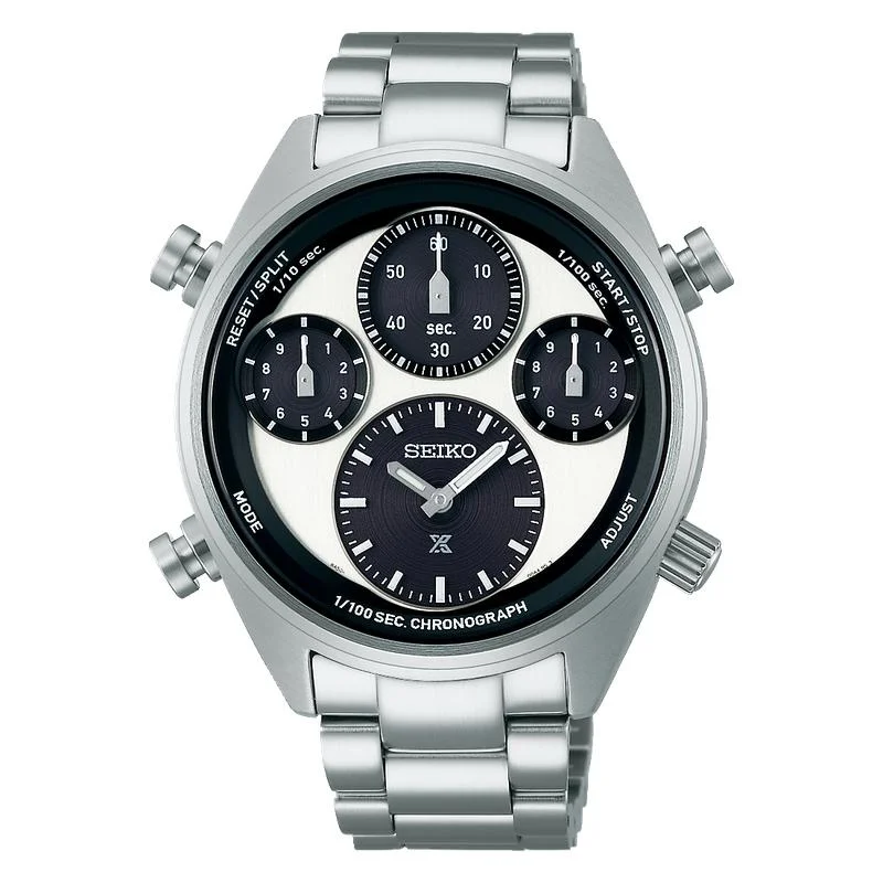 Women's Chronograph Watches with Classic Design-Seiko Prospex Panda One Hundredth of a Second Speedtimer Solar Chronograph