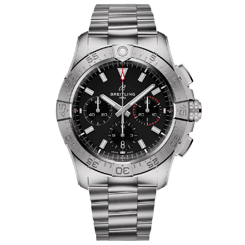 Women's Chronograph Watches for Birthday Gifts-Breitling Avenger B01 Chronograph 42mm Black Dial Automatic Gents Watch AB0146101B1A1