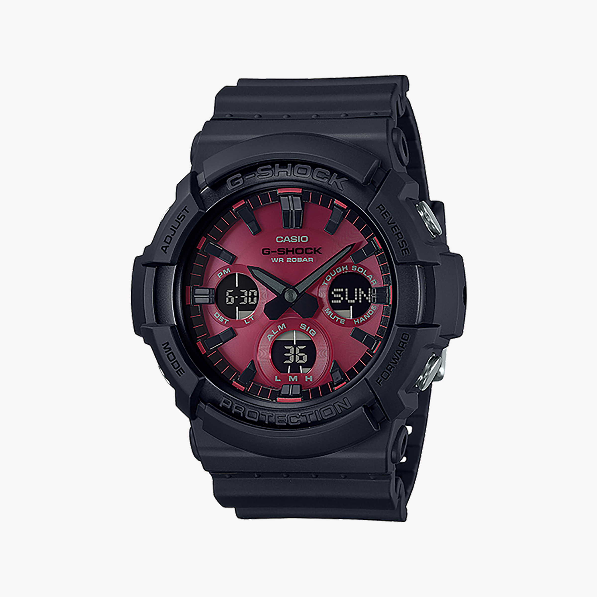 Men's Digital Watches with Morse Code Feature-CASIO G-SHOCK GAS-100AR-1ADR - RUGGED ELEGANCE MEN'S WATCH WITH BLACK RESIN BAND & DIGITAL DIAL
