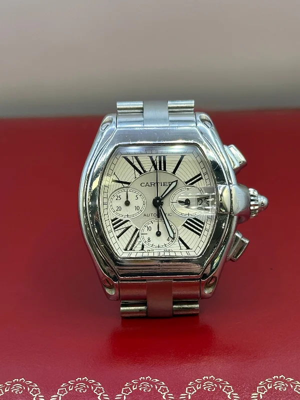 men's Rolex watches with skeleton dial -​Cartier Roadster Stainless Steel Chronograph (W62019X6)