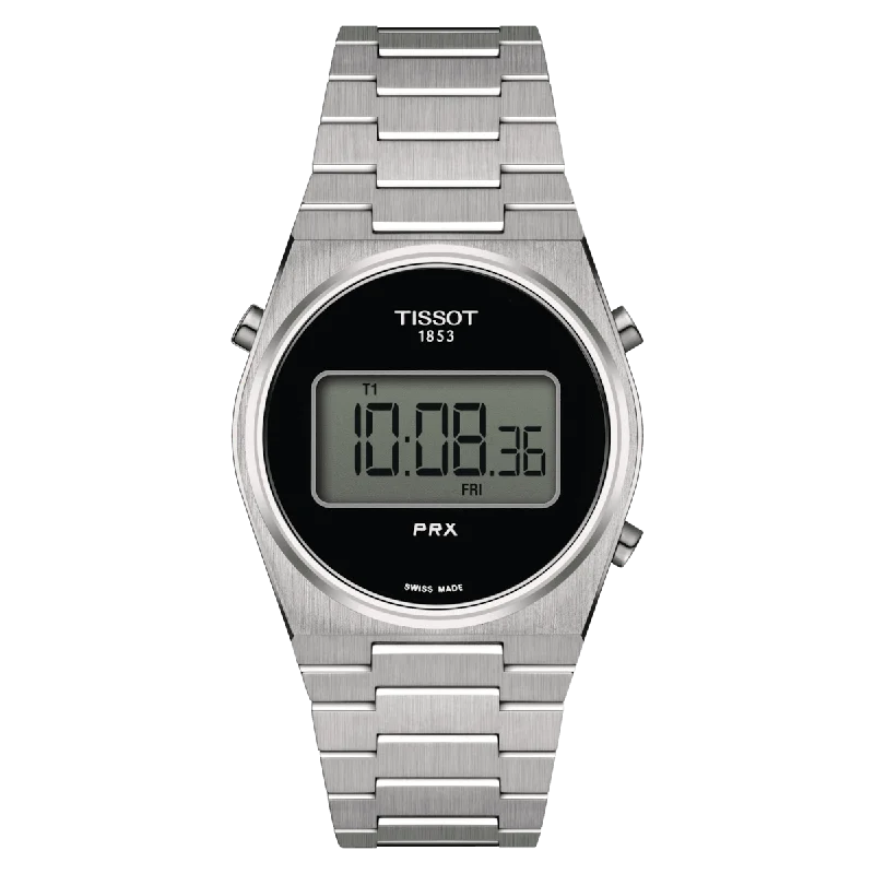 Women's Heritage Watches for Understated Elegance-Tissot T-Classic PRX Black Dial Unisex 35mm T1372631105000
