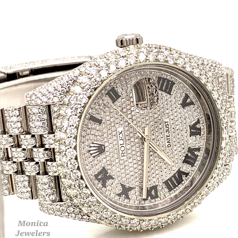 men's Rolex watches with telemeter scale -​Rolex 126300 41mm Datejust  Honeycomb setting Jubilee 20ctw