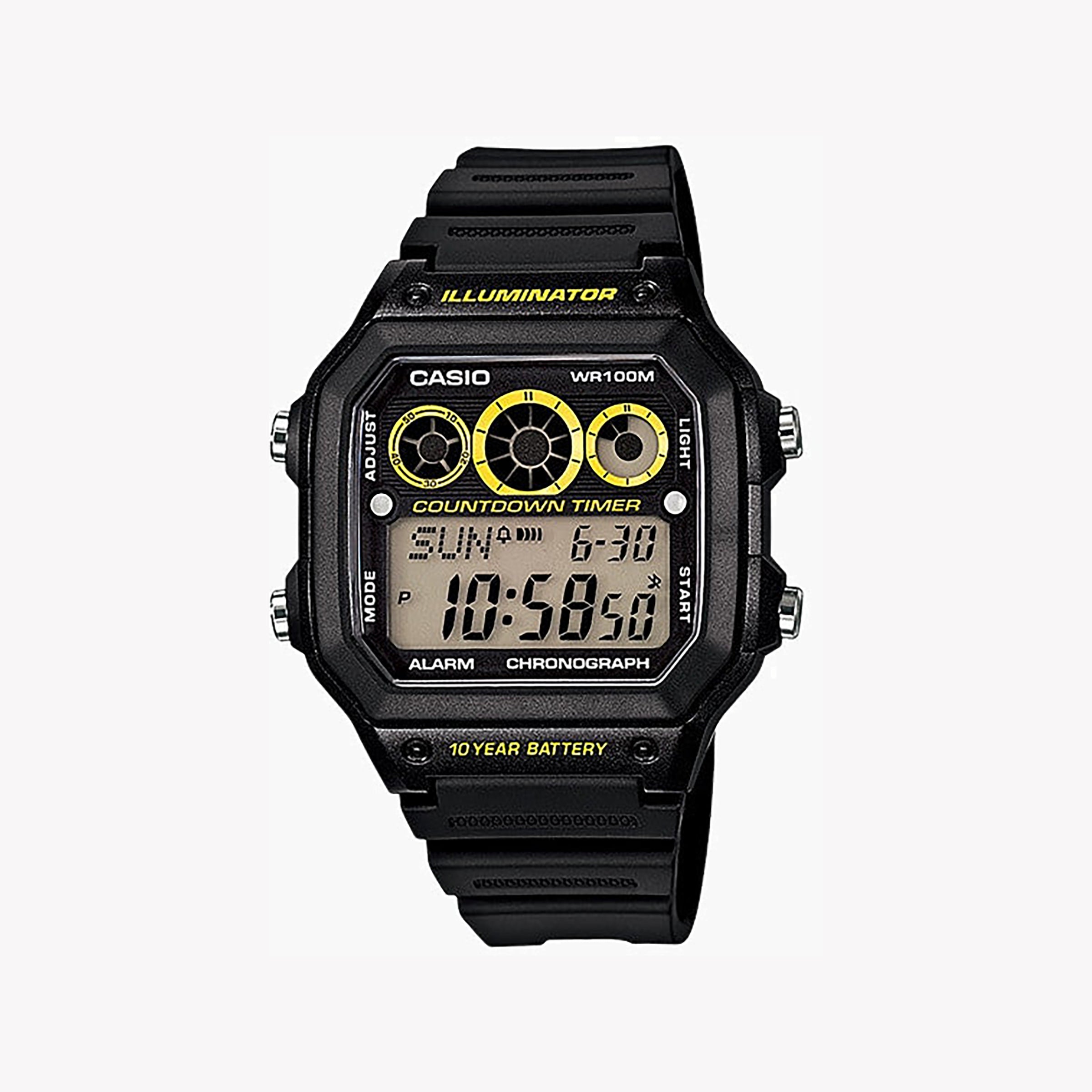 Men's Digital Watches for Special Occasions-CASIO AE-1300WH-1AVDF SPORTY DIGITAL - ADVENTURE-READY MEN'S WATCH WITH 10-YEAR BATTERY & WATER RESISTANCE