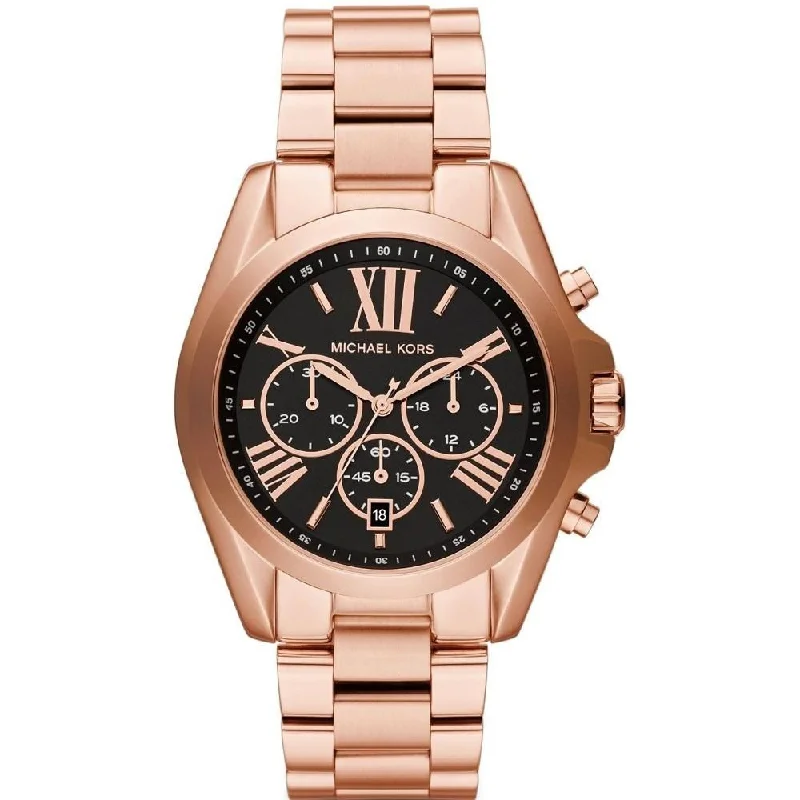 Women's Chronograph Watches with GPS Navigation-Michael Kors Women's MK5854 Bradshaw Chronograph Rose-Tone Stainless Steel Watch