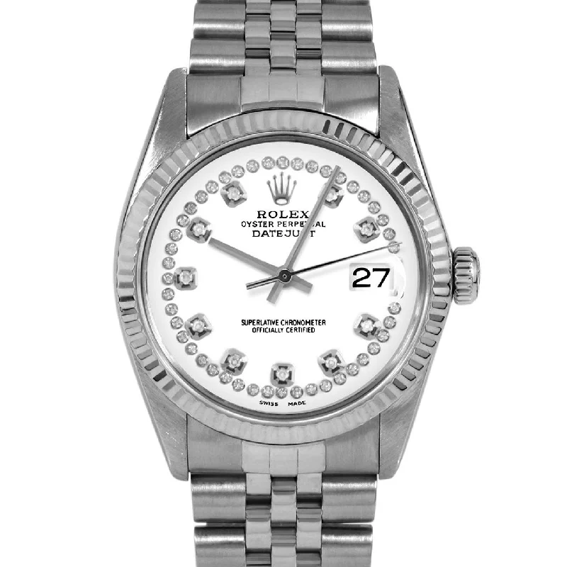 men's Rolex watches with emerald bezel -​Rolex Datejust 36mm | 16014-WHT-STRD-FLT-JBL
