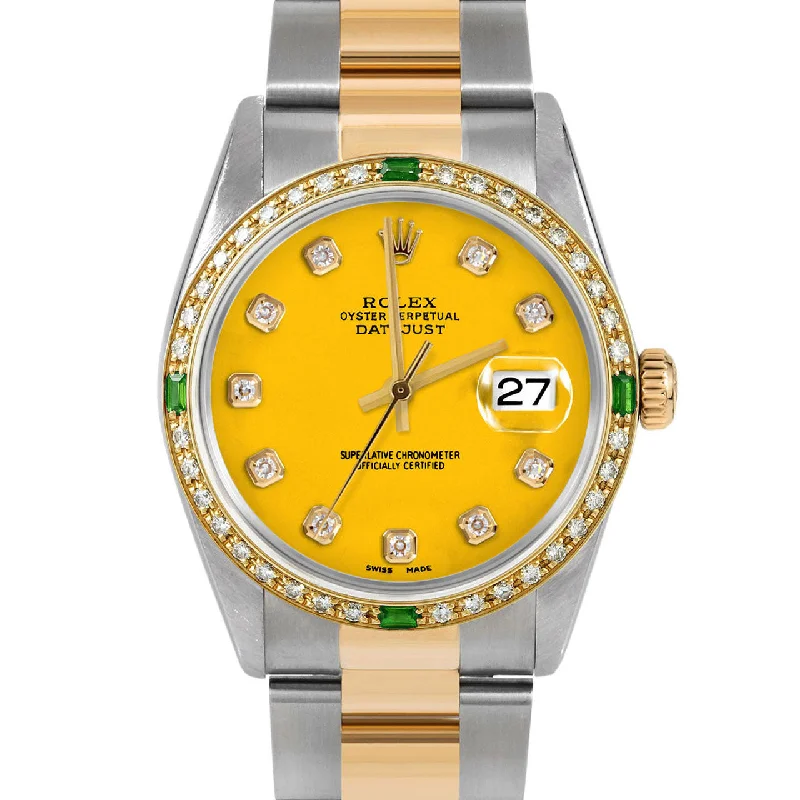 men's Rolex watches with slide rule bezel -​Rolex Datejust 36mm | 16233-YLW-DIA-AM-4EMD-OYS