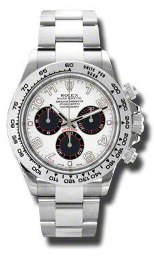 White dial black subdials Arabic numerals