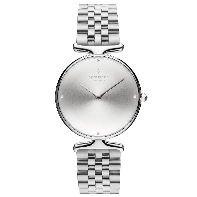Men's Square Case Style Dress Watches for Modern Style-Nordgreen Unika Silver Stainless Steel 28mm Silver Case Watch