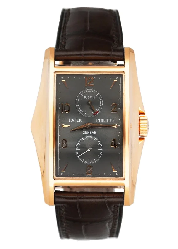 Men's Patek Philippe Watches for Technological Innovation-Patek Philippe Gondolo 10-Day 5100R Gray Dial Mens Watch Box Papers