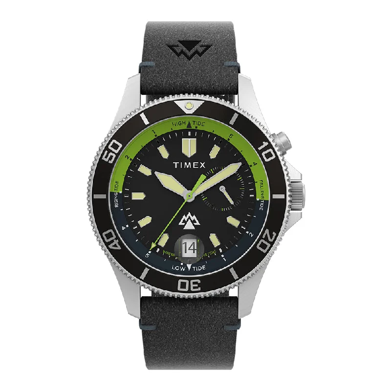 Men's Military Watches for Translation Services-Expedition North® Slack Tide  41mm Leather Band