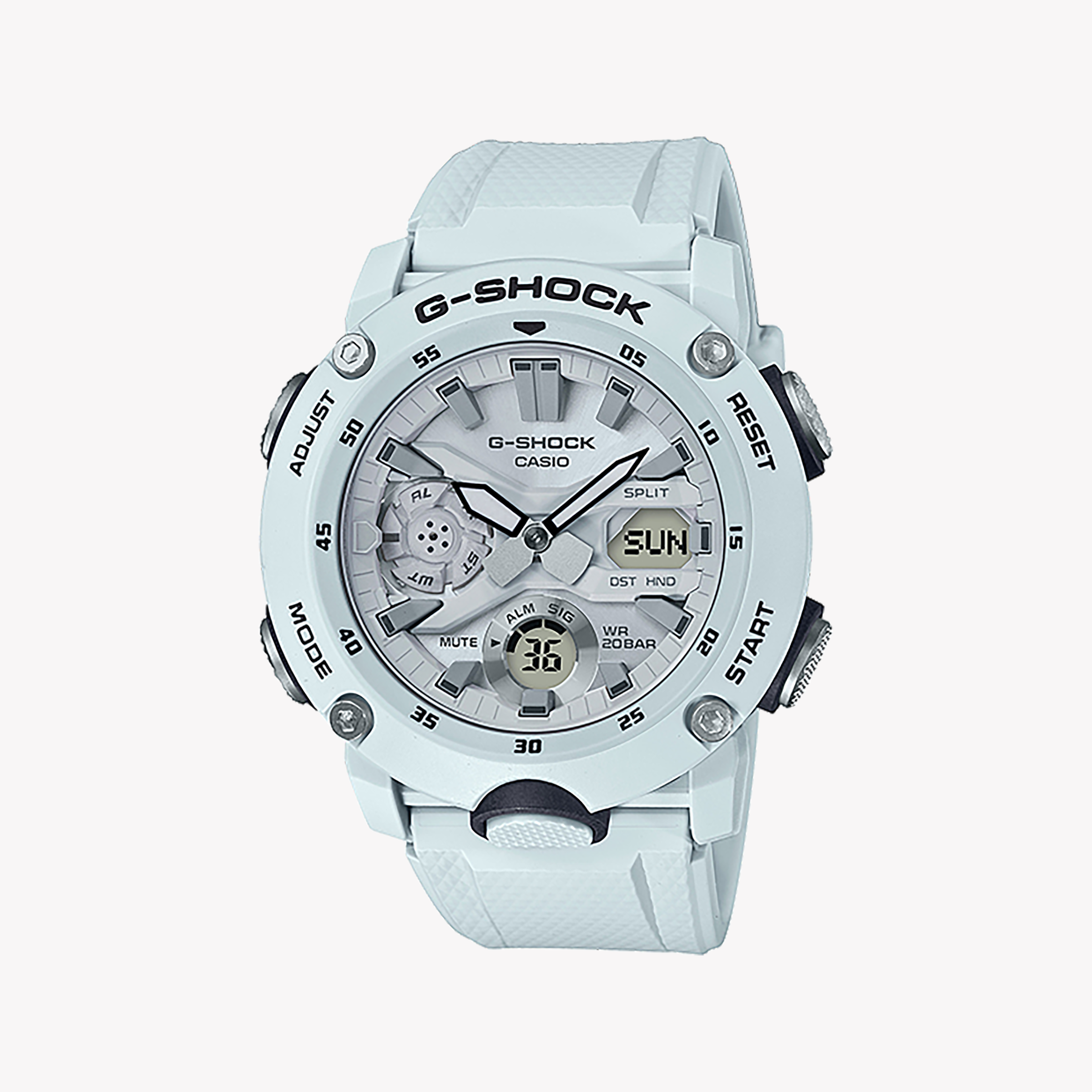 Men's Digital Watches for Adventure Seekers-G-SHOCK Men's White Resin Watch, Digital Display | GA-2000S-7ADR