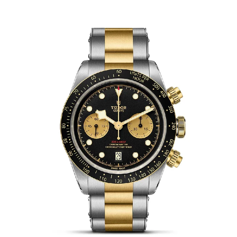 Women's Chronograph Watches with Hygrometer Feature-TUDOR Black Bay Chrono S&G 41mm Black Dial Steel & Gold Gents Watch M79363N-0001