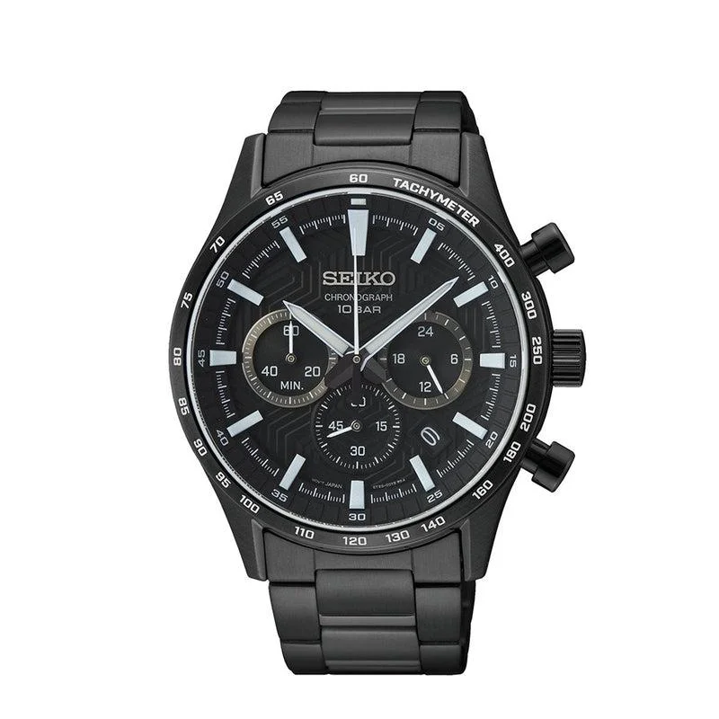 Women's Chronograph Watches with Advanced Materials-Seiko Chronograph Black Dial Chronograph Watch