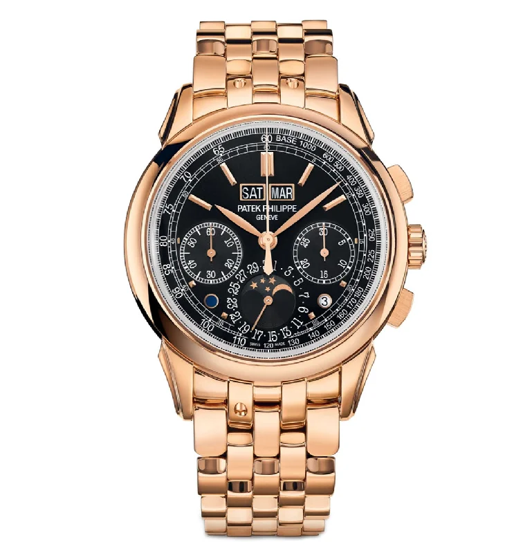 Men's Patek Philippe Watches with Hygrometer Feature-Perpetual Calendar Chronograph 18k Rose Gold 41mm Ebony Black Dial On Bracelet Men's Patek Philippe Watches with Hygrometer Feature-Perpetual Calendar Chronograph 18k Rose Gold 41mm Ebony Black Dial On Bracelet