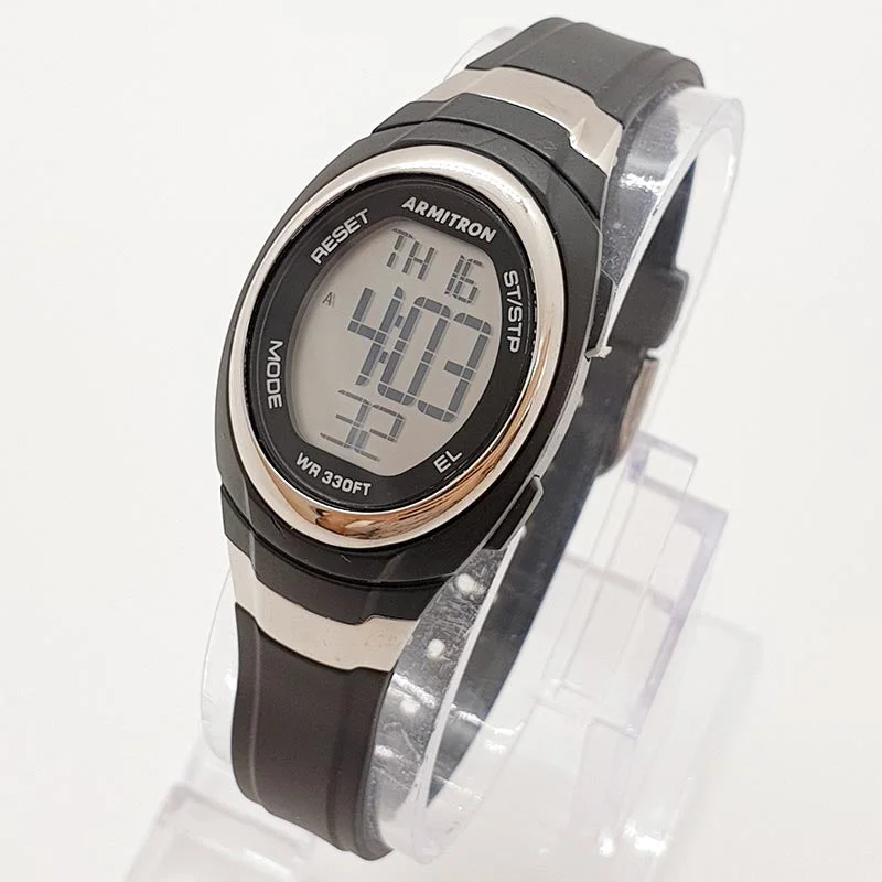 Women's Pilot Watches with Advanced Materials-Vintage Black Armitron Digital Watch | Sports Watch for Women