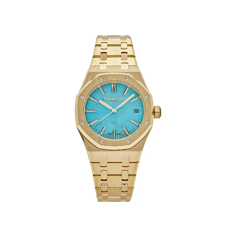Men's Audemars Piguet Royal Oak Concept Watches-Audemars Piguet Royal Oak Selfwinding 15550BA.OO.1356BA.01 Yellow Gold Blue Turquoise Dial